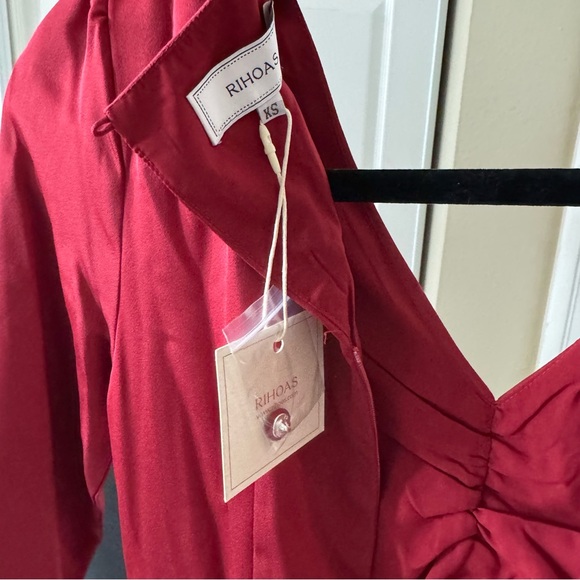 RIHOAS - The Solid V Neck Slit Midi Dress - XS - Picture 8 of 12